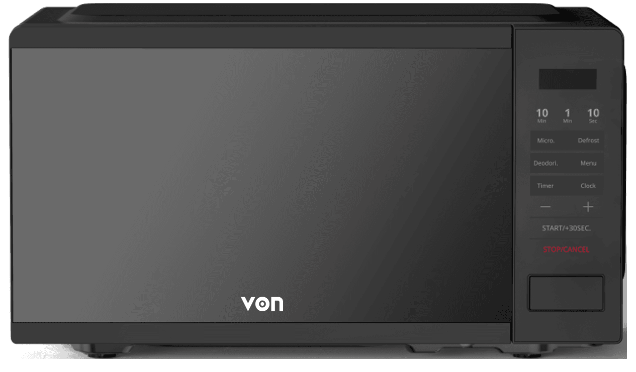 VON VMS-206DMKM Digital Solo Microwave Oven - 20L Black Mirror