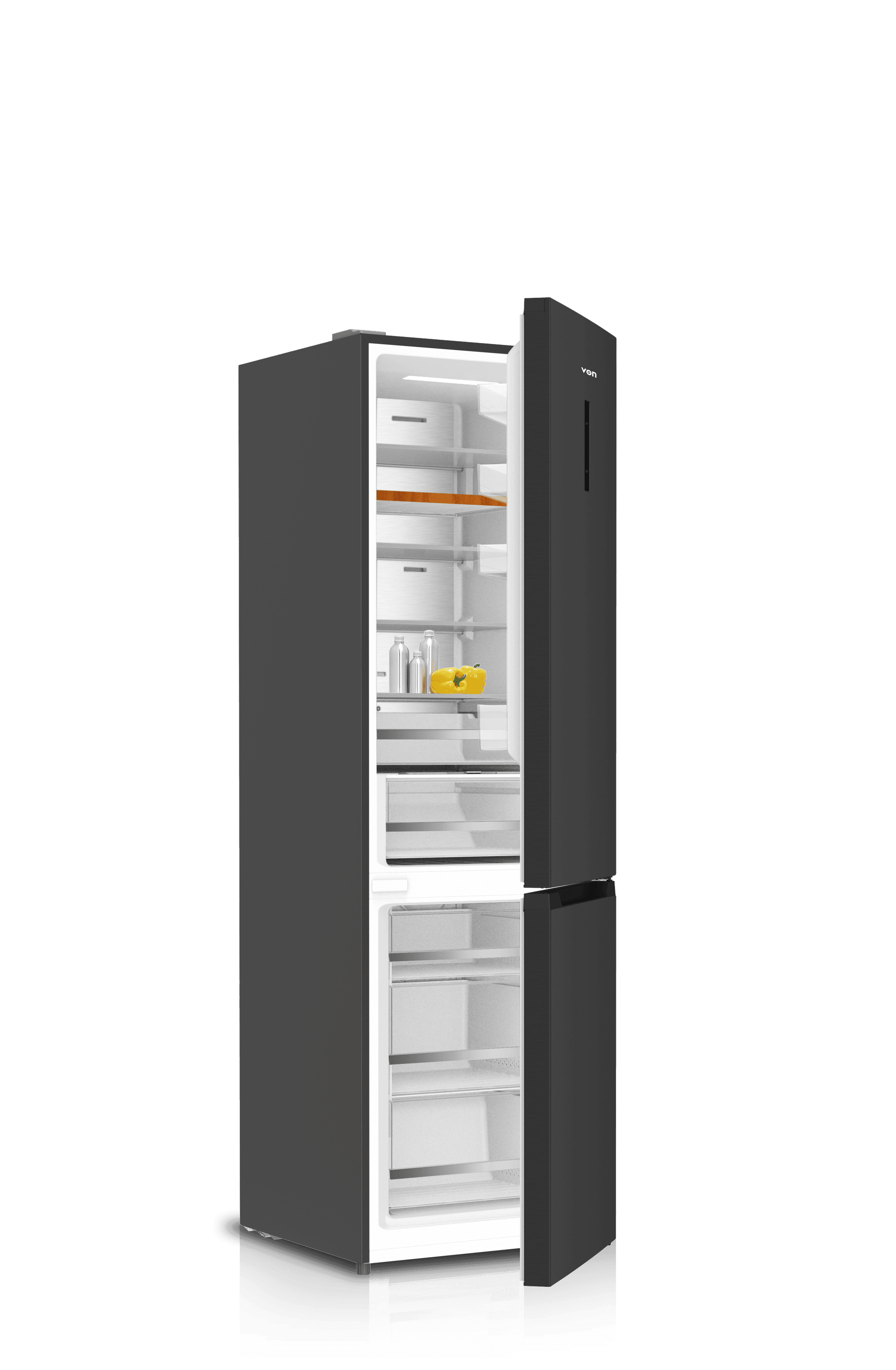 VON VRB-377NVAK Bottom Mount Freezer 377L - Black Inox