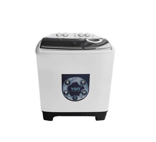 VON VWM-13TALK Twin Tub Washing Machine 13KG - Black