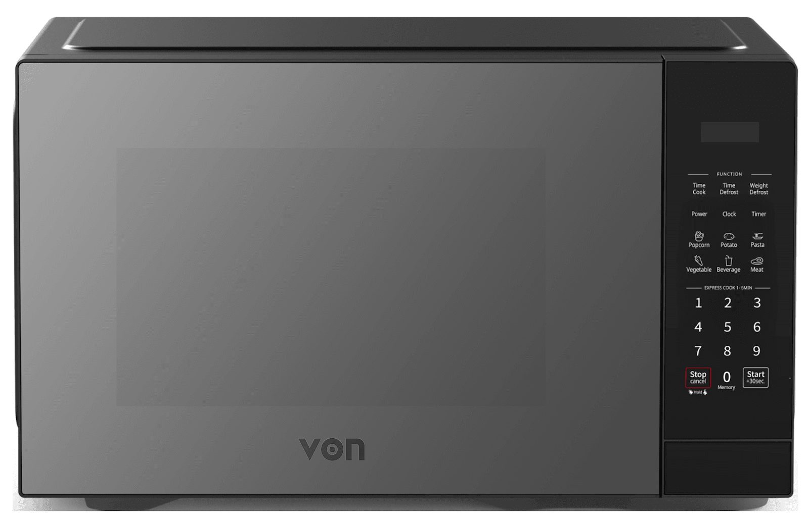 VON VMS-346DMKM Digital Solo Microwave Oven - 34L Black Mirror