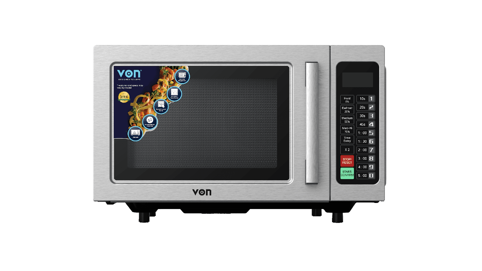 VON VMX-256DIGX Commercial Microwave Oven, Inverter - 25L Stainless Steel