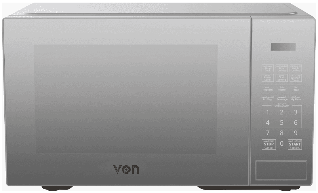 VON VMS-306DMSM Digital Solo Microwave Oven - 30L Silver Mirror