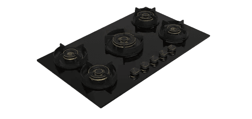 VON VHB905100WFCK Built In Hob, 5 Gas With 3 WOK, 90CM Black Glass