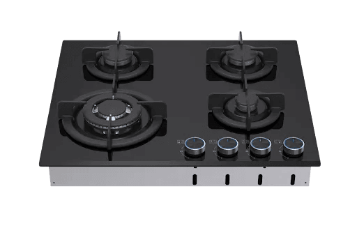 VON VHB60435WFCK Built In Hob, 4 Gas With WOK, 60M Black Glass