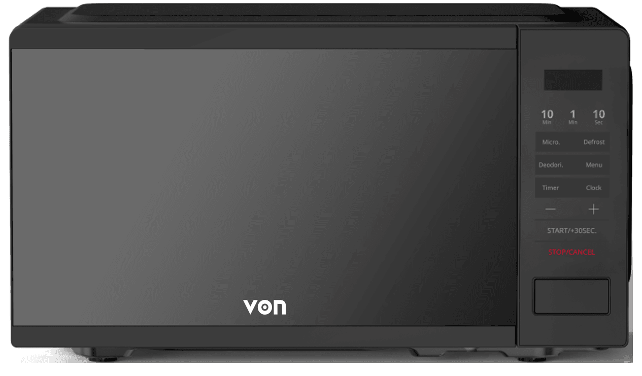 VON VMS-206DMKM Digital Solo Microwave Oven - 20L Black Mirror