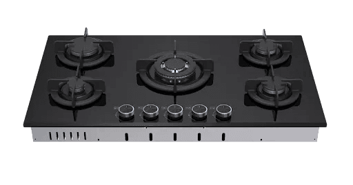 VON VHB90535WFCK Built In Hob, 5 Gas With WOK, 90CM Black Glass