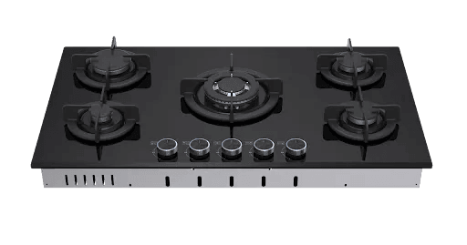VON VHB90535WFCK Built In Hob, 5 Gas With WOK, 90CM Black Glass